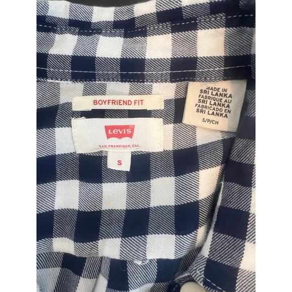 LEVIS WOMENS GINGHAM BLUE AND WHITE LONG SLEEVE BUTTON DOWN BLOUSE TOP SHIRT SM - Picture 11 of 11